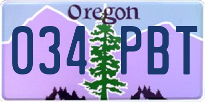 OR license plate 034PBT