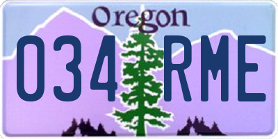 OR license plate 034RME