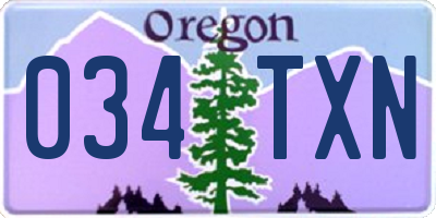 OR license plate 034TXN