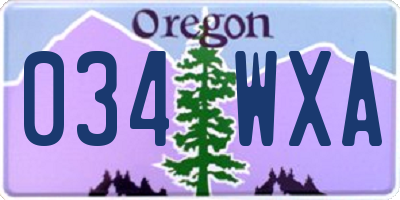 OR license plate 034WXA