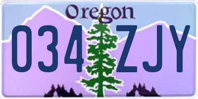 OR license plate 034ZJY