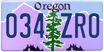 OR license plate 034ZRO
