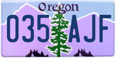 OR license plate 035AJF