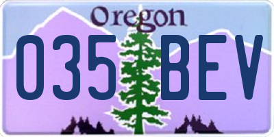 OR license plate 035BEV