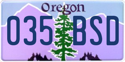 OR license plate 035BSD