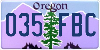 OR license plate 035FBC
