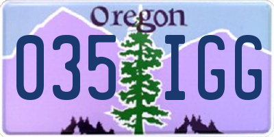 OR license plate 035IGG