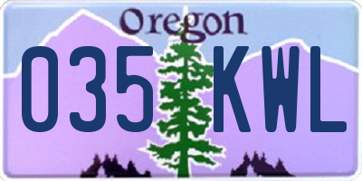 OR license plate 035KWL