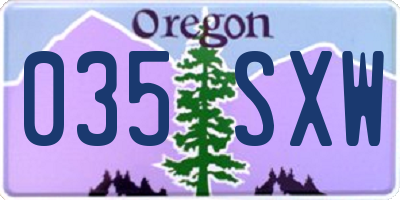 OR license plate 035SXW