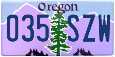 OR license plate 035SZW
