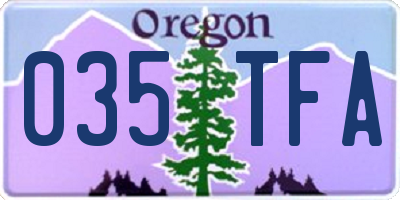 OR license plate 035TFA