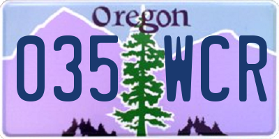 OR license plate 035WCR