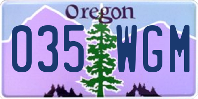 OR license plate 035WGM
