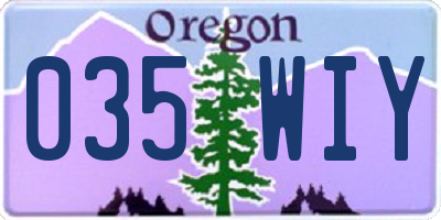 OR license plate 035WIY