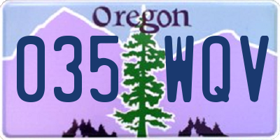 OR license plate 035WQV