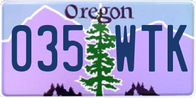 OR license plate 035WTK