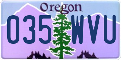 OR license plate 035WVU