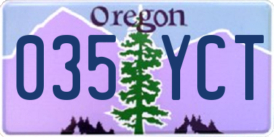 OR license plate 035YCT