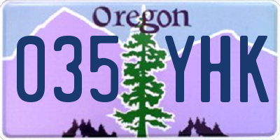OR license plate 035YHK