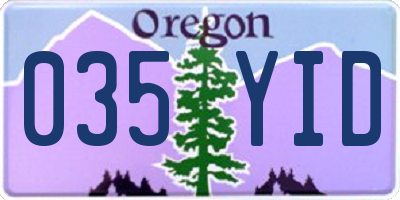 OR license plate 035YID