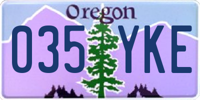 OR license plate 035YKE