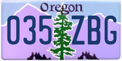 OR license plate 035ZBG