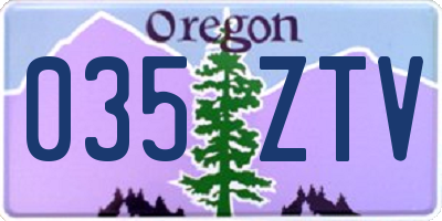 OR license plate 035ZTV