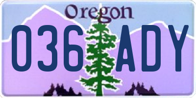 OR license plate 036ADY