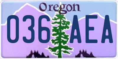 OR license plate 036AEA