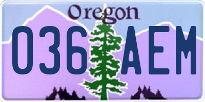 OR license plate 036AEM