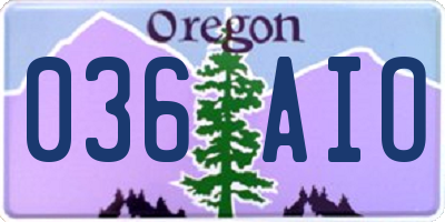 OR license plate 036AIO