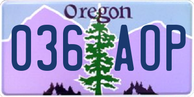 OR license plate 036AOP