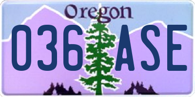 OR license plate 036ASE