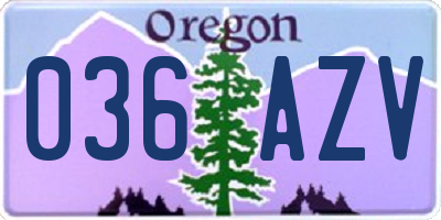 OR license plate 036AZV
