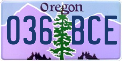 OR license plate 036BCE