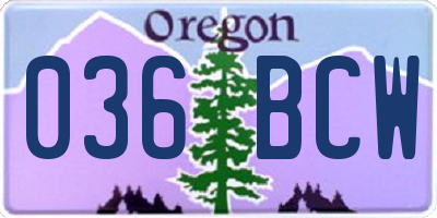OR license plate 036BCW