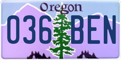 OR license plate 036BEN