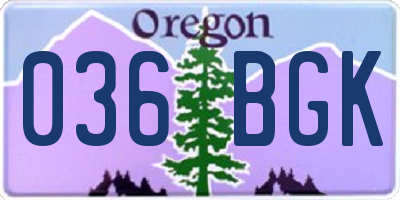 OR license plate 036BGK