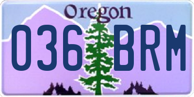 OR license plate 036BRM