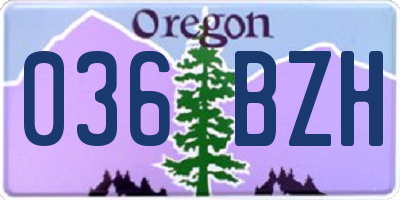 OR license plate 036BZH