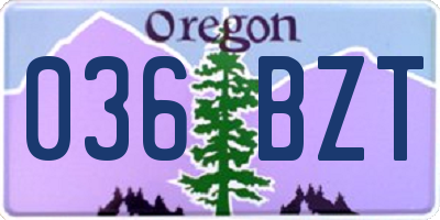 OR license plate 036BZT