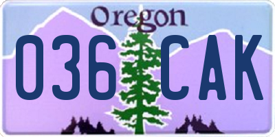 OR license plate 036CAK