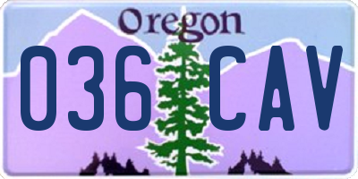 OR license plate 036CAV