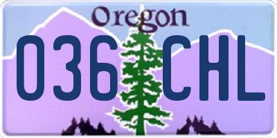 OR license plate 036CHL