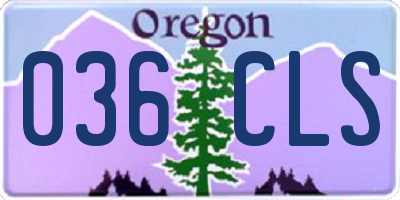 OR license plate 036CLS