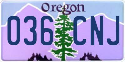 OR license plate 036CNJ