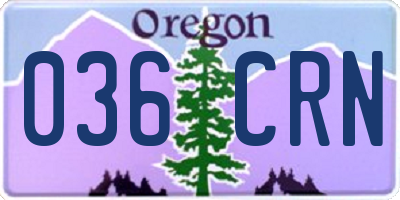 OR license plate 036CRN