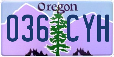 OR license plate 036CYH