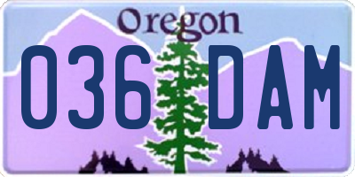 OR license plate 036DAM