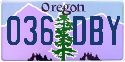 OR license plate 036DBY